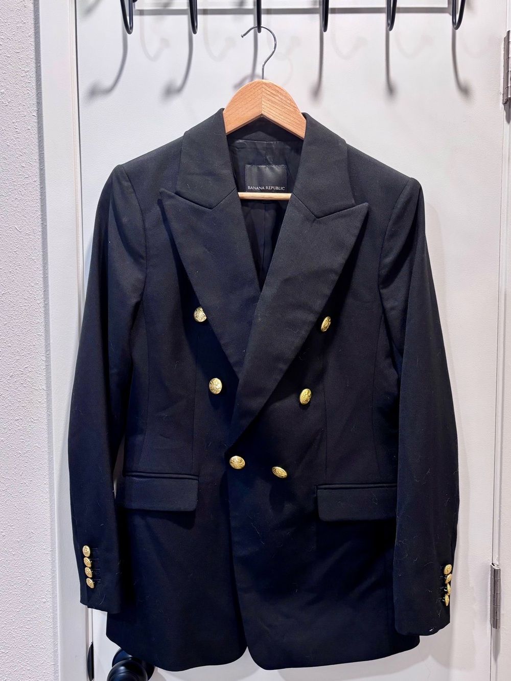 Banana Republic Black Captan’s Jacket Blazer with Red Trim